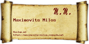 Maximovits Milos névjegykártya